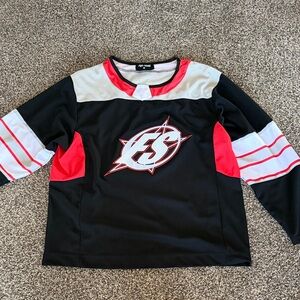 Men's Black & Red Hockey Jersey with White Accents